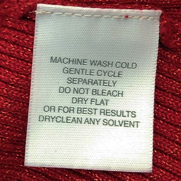 Women's Sparkly Red Cardigan Size Medium V-Neck Long Sleeves Ribbed Worthington - Picture 4 of 5